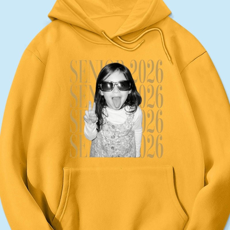 Retro Vintage Photo And Year Senior - Personalized Shirt - Custom Graduate Picture Shirt, Graduation Gift, Family Matching Shirt Graduation Party Celebration