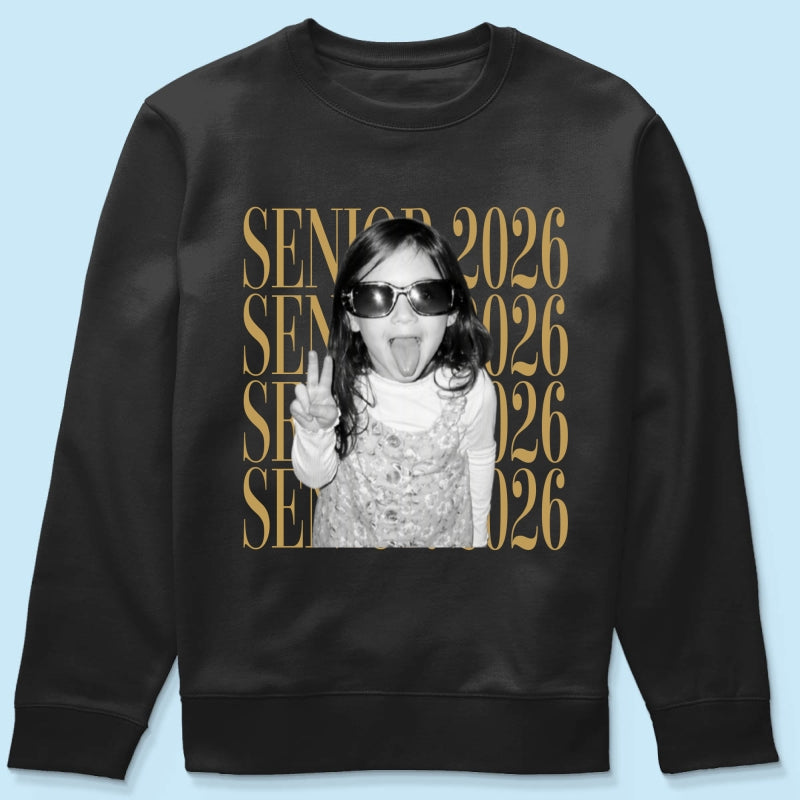 Retro Vintage Photo And Year Senior - Personalized Shirt - Custom Graduate Picture Shirt, Graduation Gift, Family Matching Shirt Graduation Party Celebration