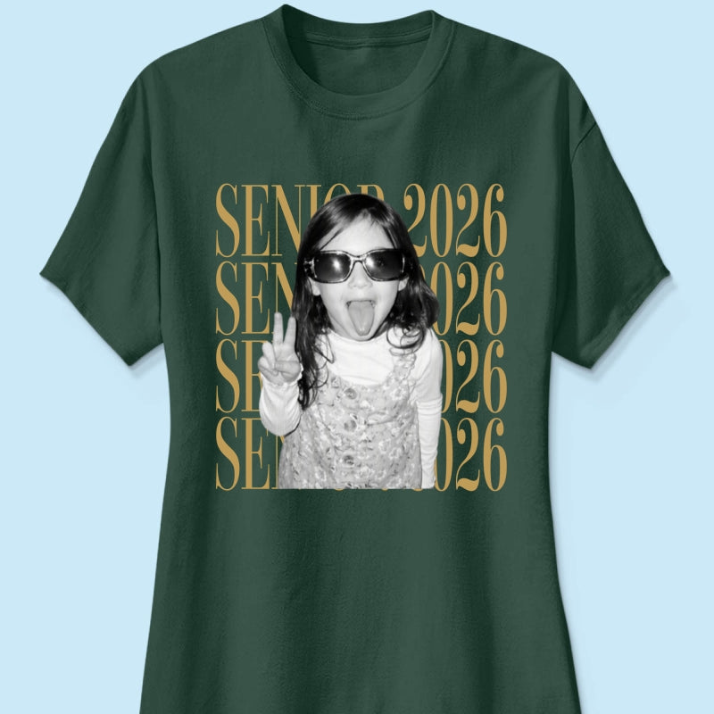 Retro Vintage Photo And Year Senior - Personalized Shirt - Custom Graduate Picture Shirt, Graduation Gift, Family Matching Shirt Graduation Party Celebration
