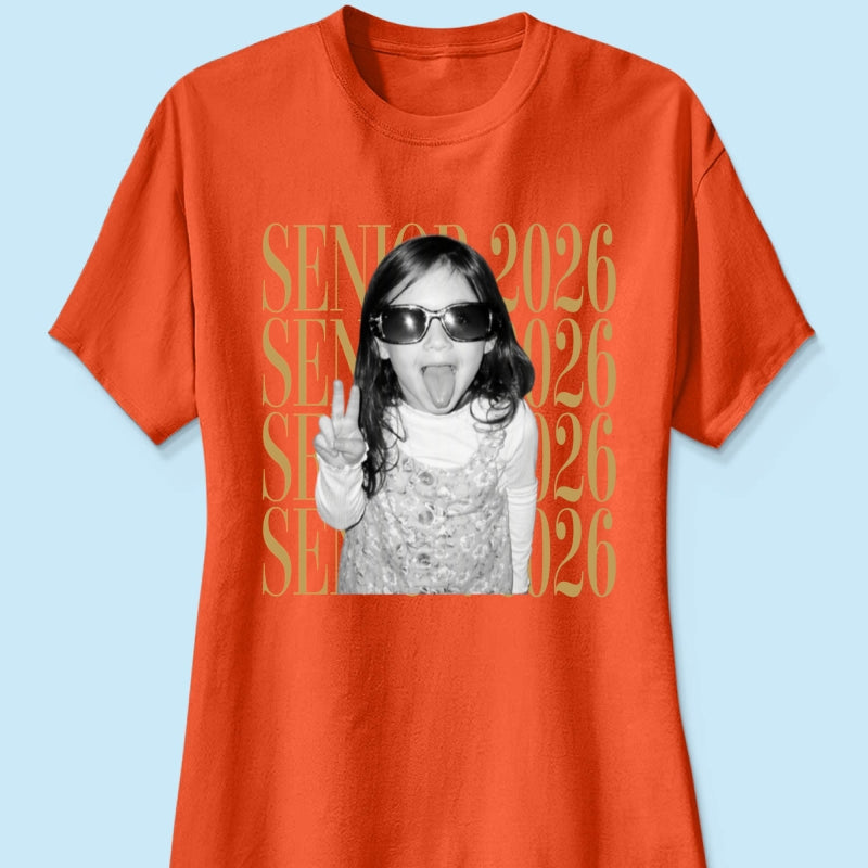 Retro Vintage Photo And Year Senior - Personalized Shirt - Custom Graduate Picture Shirt, Graduation Gift, Family Matching Shirt Graduation Party Celebration