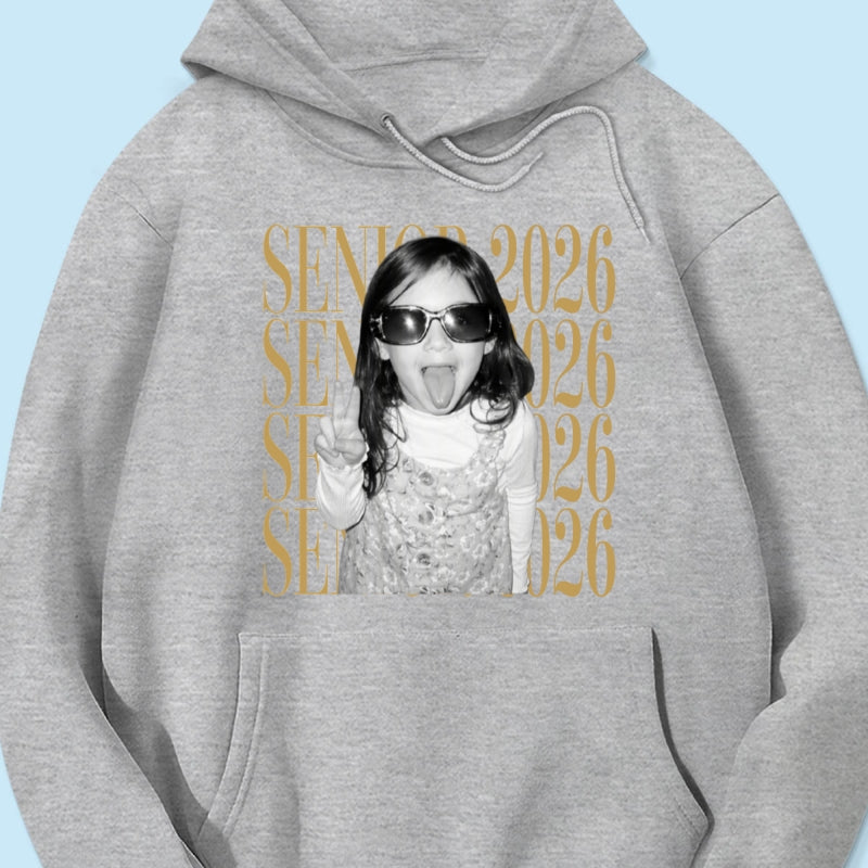 Retro Vintage Photo And Year Senior - Personalized Shirt - Custom Graduate Picture Shirt, Graduation Gift, Family Matching Shirt Graduation Party Celebration