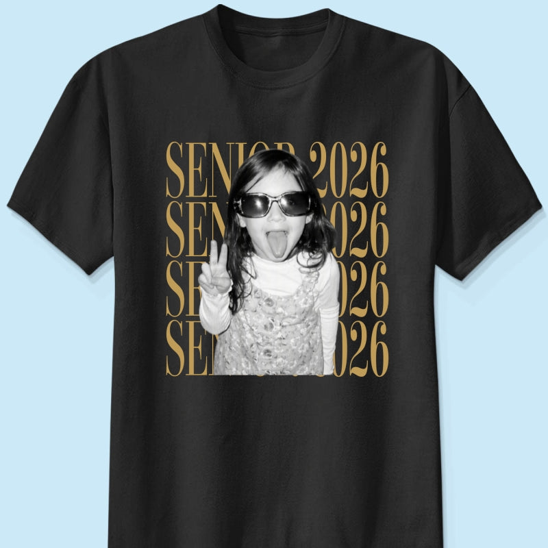 Retro Vintage Photo And Year Senior - Personalized Shirt - Custom Graduate Picture Shirt, Graduation Gift, Family Matching Shirt Graduation Party Celebration