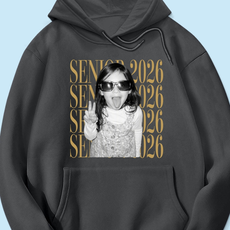 Retro Vintage Photo And Year Senior - Personalized Shirt - Custom Graduate Picture Shirt, Graduation Gift, Family Matching Shirt Graduation Party Celebration
