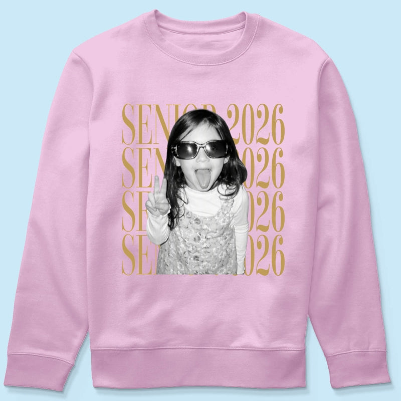 Retro Vintage Photo And Year Senior - Personalized Shirt - Custom Graduate Picture Shirt, Graduation Gift, Family Matching Shirt Graduation Party Celebration