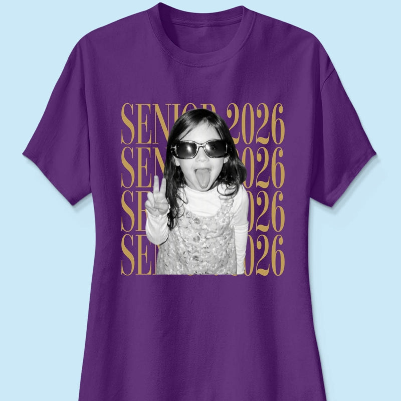 Retro Vintage Photo And Year Senior - Personalized Shirt - Custom Graduate Picture Shirt, Graduation Gift, Family Matching Shirt Graduation Party Celebration