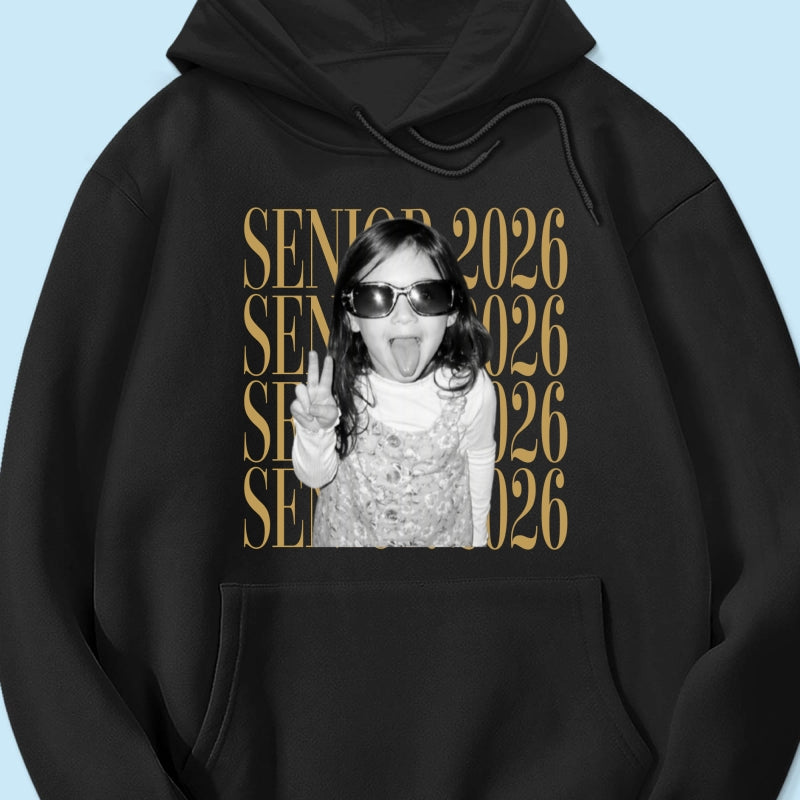 Retro Vintage Photo And Year Senior - Personalized Shirt - Custom Graduate Picture Shirt, Graduation Gift, Family Matching Shirt Graduation Party Celebration