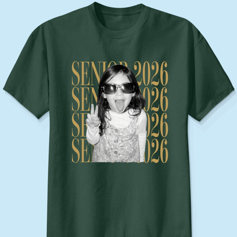 Retro Vintage Photo And Year Senior - Personalized Shirt - Custom Graduate Picture Shirt, Graduation Gift, Family Matching Shirt Graduation Party Celebration