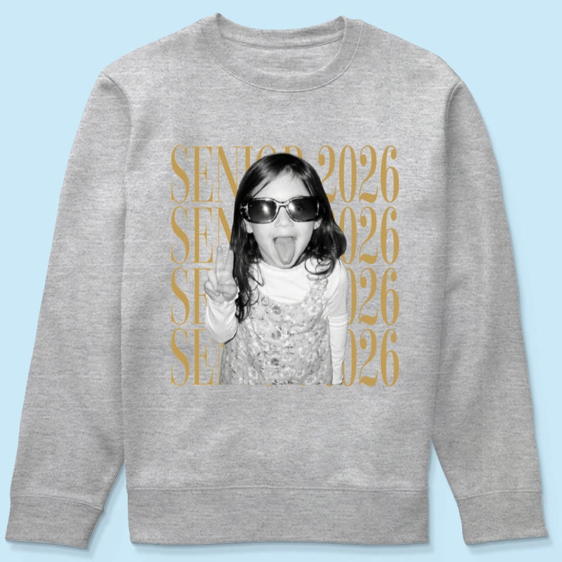 Retro Vintage Photo And Year Senior - Personalized Shirt - Custom Graduate Picture Shirt, Graduation Gift, Family Matching Shirt Graduation Party Celebration