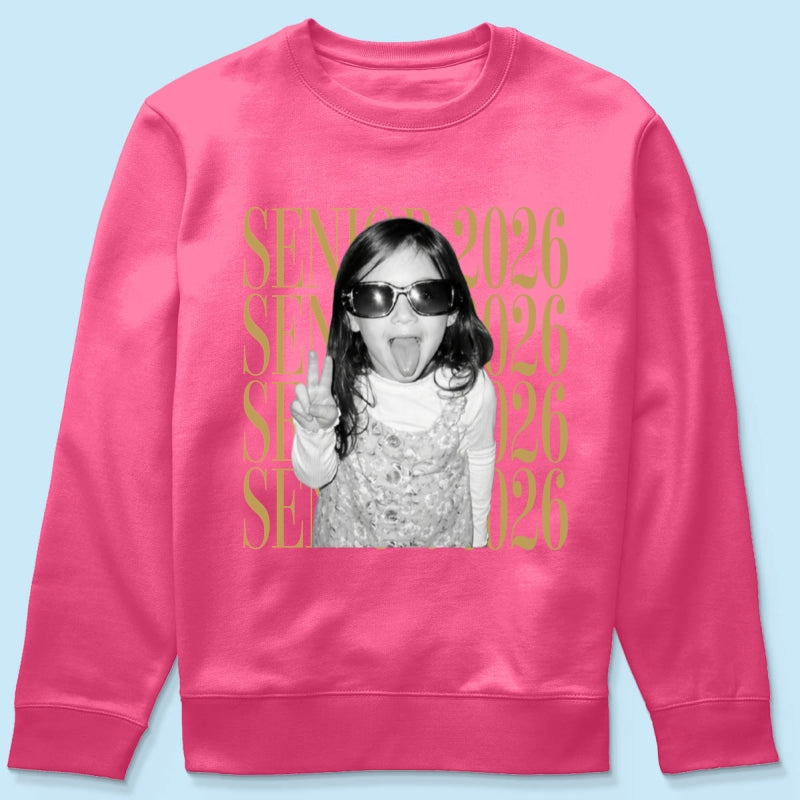 Retro Vintage Photo And Year Senior - Personalized Shirt - Custom Graduate Picture Shirt, Graduation Gift, Family Matching Shirt Graduation Party Celebration