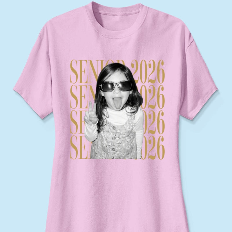 Retro Vintage Photo And Year Senior - Personalized Shirt - Custom Graduate Picture Shirt, Graduation Gift, Family Matching Shirt Graduation Party Celebration