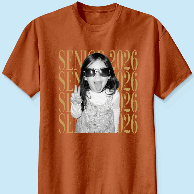 Retro Vintage Photo And Year Senior - Personalized Shirt - Custom Graduate Picture Shirt, Graduation Gift, Family Matching Shirt Graduation Party Celebration