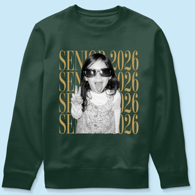 Retro Vintage Photo And Year Senior - Personalized Shirt - Custom Graduate Picture Shirt, Graduation Gift, Family Matching Shirt Graduation Party Celebration
