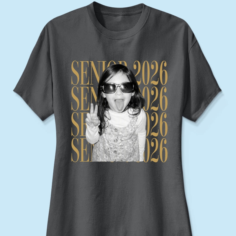 Retro Vintage Photo And Year Senior - Personalized Shirt - Custom Graduate Picture Shirt, Graduation Gift, Family Matching Shirt Graduation Party Celebration