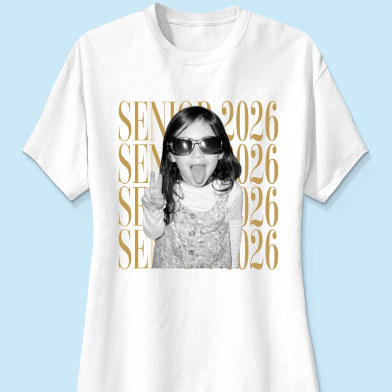 Retro Vintage Photo And Year Senior - Personalized Shirt - Custom Graduate Picture Shirt, Graduation Gift, Family Matching Shirt Graduation Party Celebration