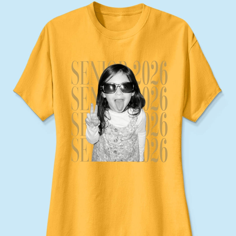 Retro Vintage Photo And Year Senior - Personalized Shirt - Custom Graduate Picture Shirt, Graduation Gift, Family Matching Shirt Graduation Party Celebration