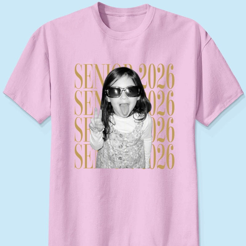 Retro Vintage Photo And Year Senior - Personalized Shirt - Custom Graduate Picture Shirt, Graduation Gift, Family Matching Shirt Graduation Party Celebration