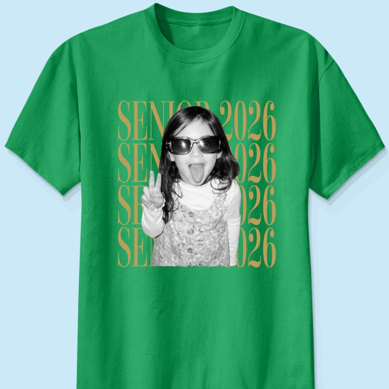 Retro Vintage Photo And Year Senior - Personalized Shirt - Custom Graduate Picture Shirt, Graduation Gift, Family Matching Shirt Graduation Party Celebration