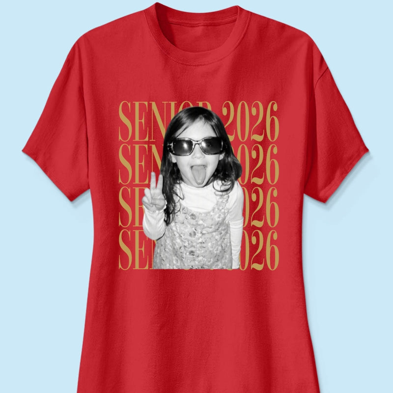 Retro Vintage Photo And Year Senior - Personalized Shirt - Custom Graduate Picture Shirt, Graduation Gift, Family Matching Shirt Graduation Party Celebration