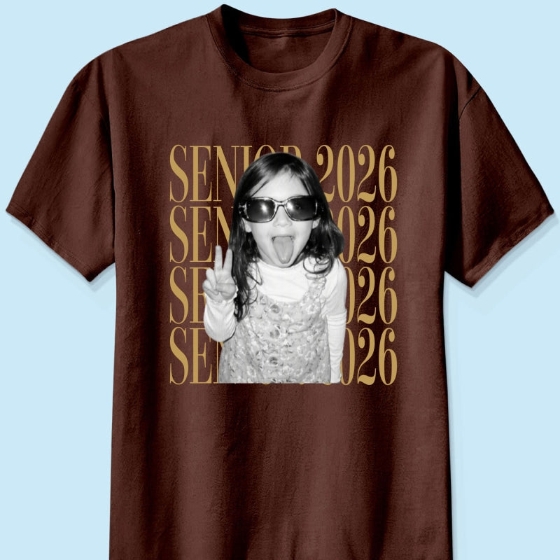 Retro Vintage Photo And Year Senior - Personalized Shirt - Custom Graduate Picture Shirt, Graduation Gift, Family Matching Shirt Graduation Party Celebration