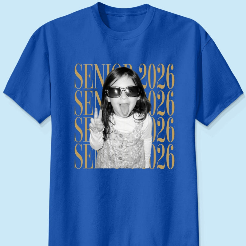 Retro Vintage Photo And Year Senior - Personalized Shirt - Custom Graduate Picture Shirt, Graduation Gift, Family Matching Shirt Graduation Party Celebration