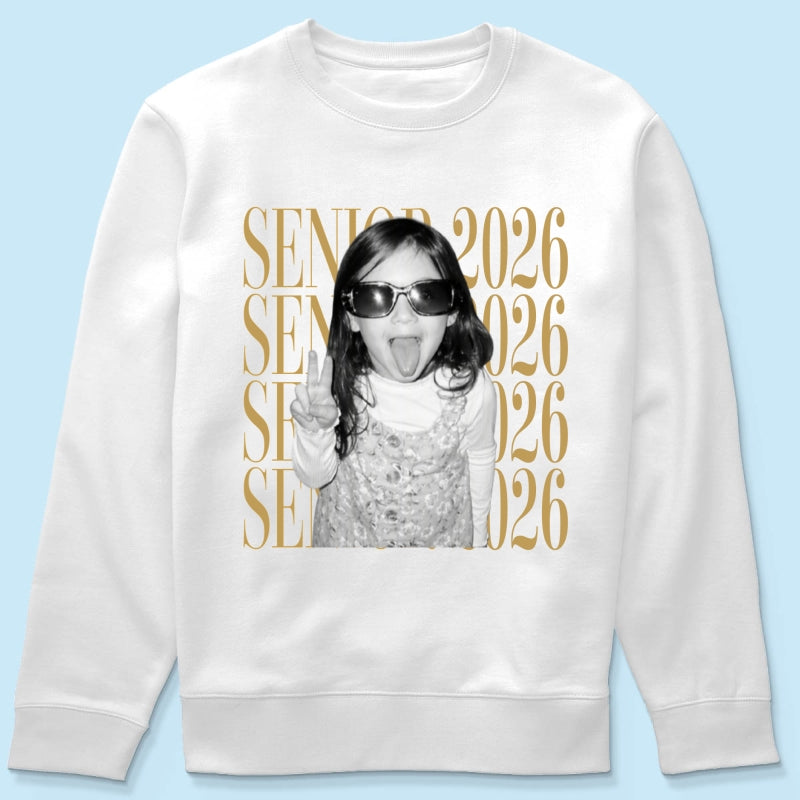 Retro Vintage Photo And Year Senior - Personalized Shirt - Custom Graduate Picture Shirt, Graduation Gift, Family Matching Shirt Graduation Party Celebration