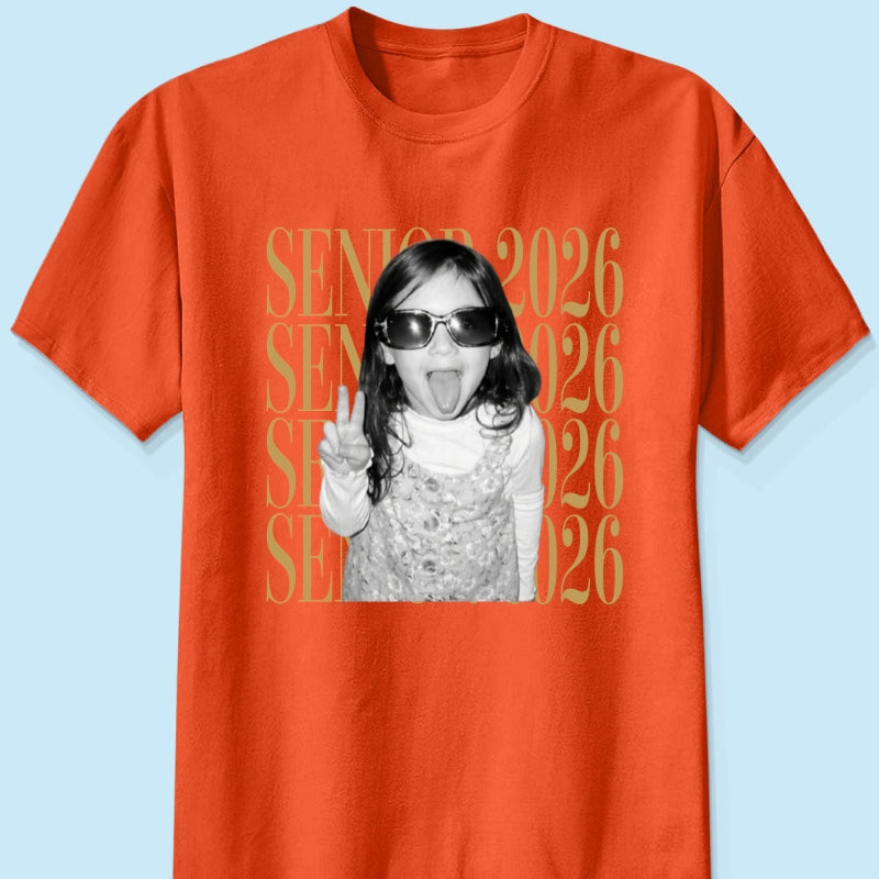 Retro Vintage Photo And Year Senior - Personalized Shirt - Custom Graduate Picture Shirt, Graduation Gift, Family Matching Shirt Graduation Party Celebration