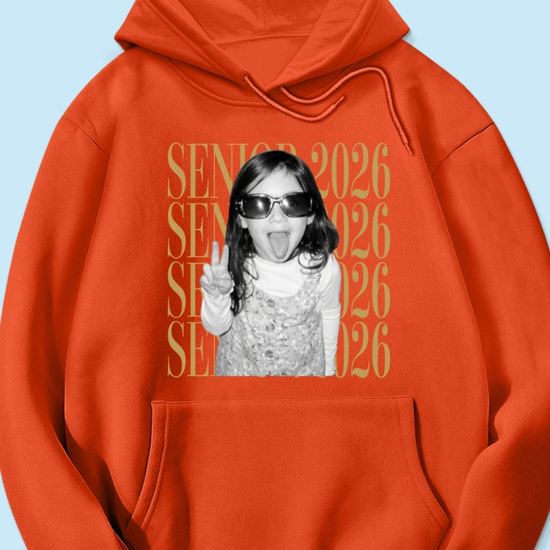 Retro Vintage Photo And Year Senior - Personalized Shirt - Custom Graduate Picture Shirt, Graduation Gift, Family Matching Shirt Graduation Party Celebration