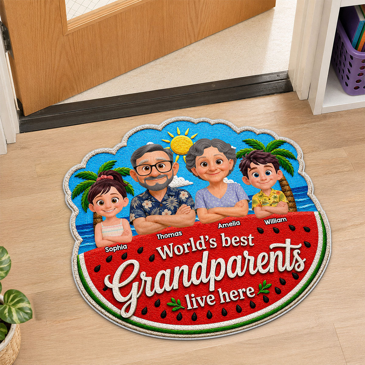 World's Best Grandparents - Personalized Doormat - Gift For Grandparents, Summer Decor