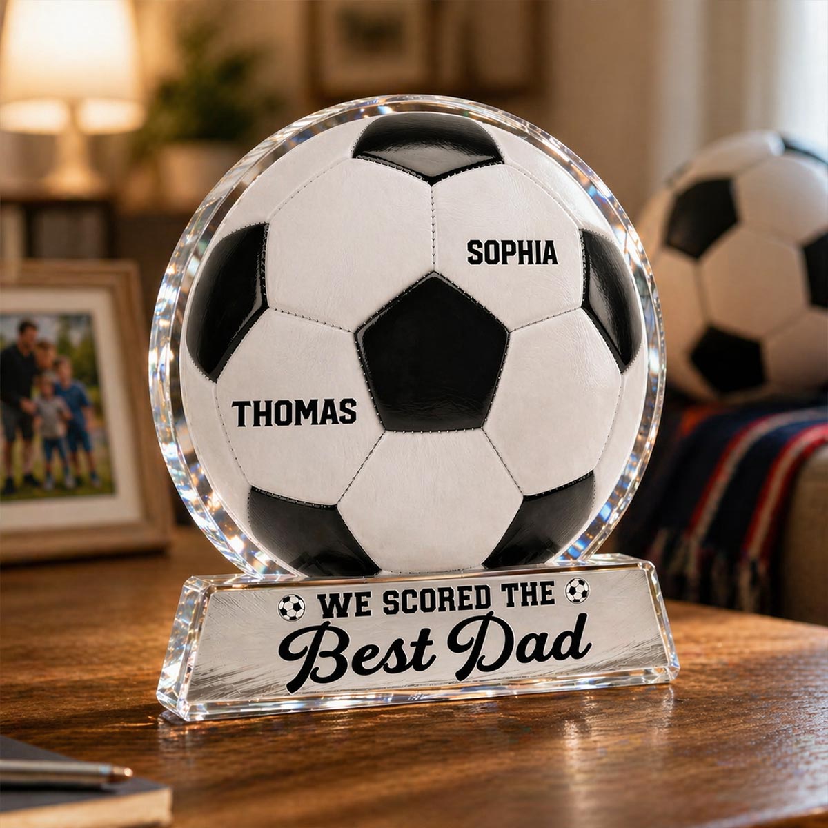 We Scored The Best Dad - Personalized Acrylic Block Plaque -  Gift For Soccer Dad