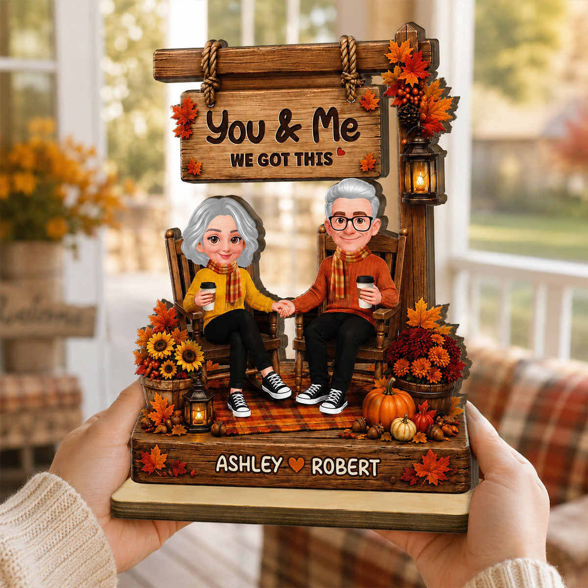 Fall Season Couple You & Me We Got This - Personalized 2-Layered Wooden Plaque - Fall Decor For Couple