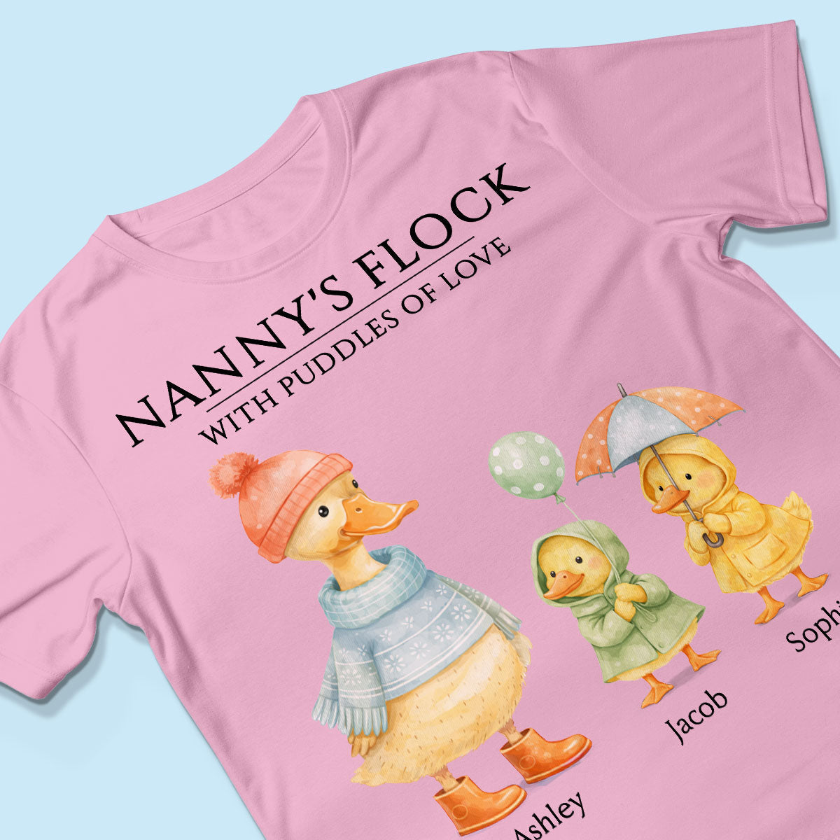 Nanny's Flock with Puddles of Love - Personalised Shirt - Gift for Grandma