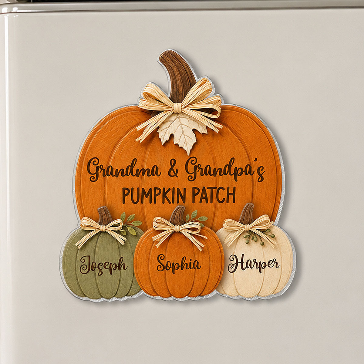 Grandma Grandpa's Pumpkin Patch 2D Flat - Personalized Acrylic Fridge Magnet - Fall Season Decor For Grandparents