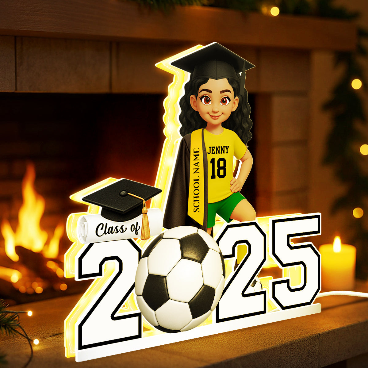Soccer Boy Girl Senior Graduation - Personalized Light Box - Christmas Gift For Son Daughter Grandson Granddaughter