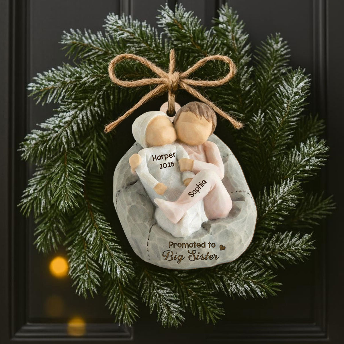 Promoted To Big Sister Big Brother - Personalized Wooden Ornament - New Big Brother, New Big Sister Gift