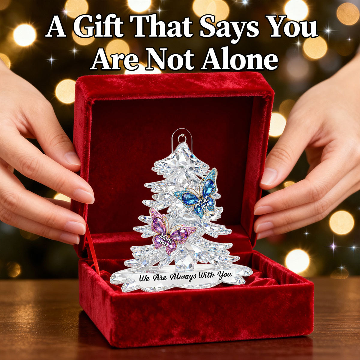3D Effect Flat Christmas Tree Butterfly Memorial - Personalized Acrylic Ornament - Remembrance Gift, Sympathy Gift