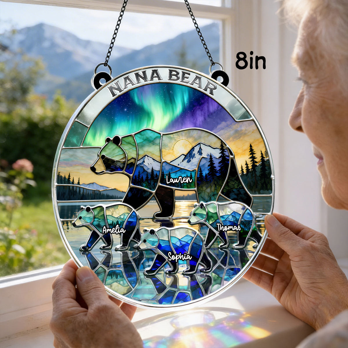 Mama Bear - Personalized Acrylic Suncatcher - Heartfelt Mother's Day Gift for Mom, Wife