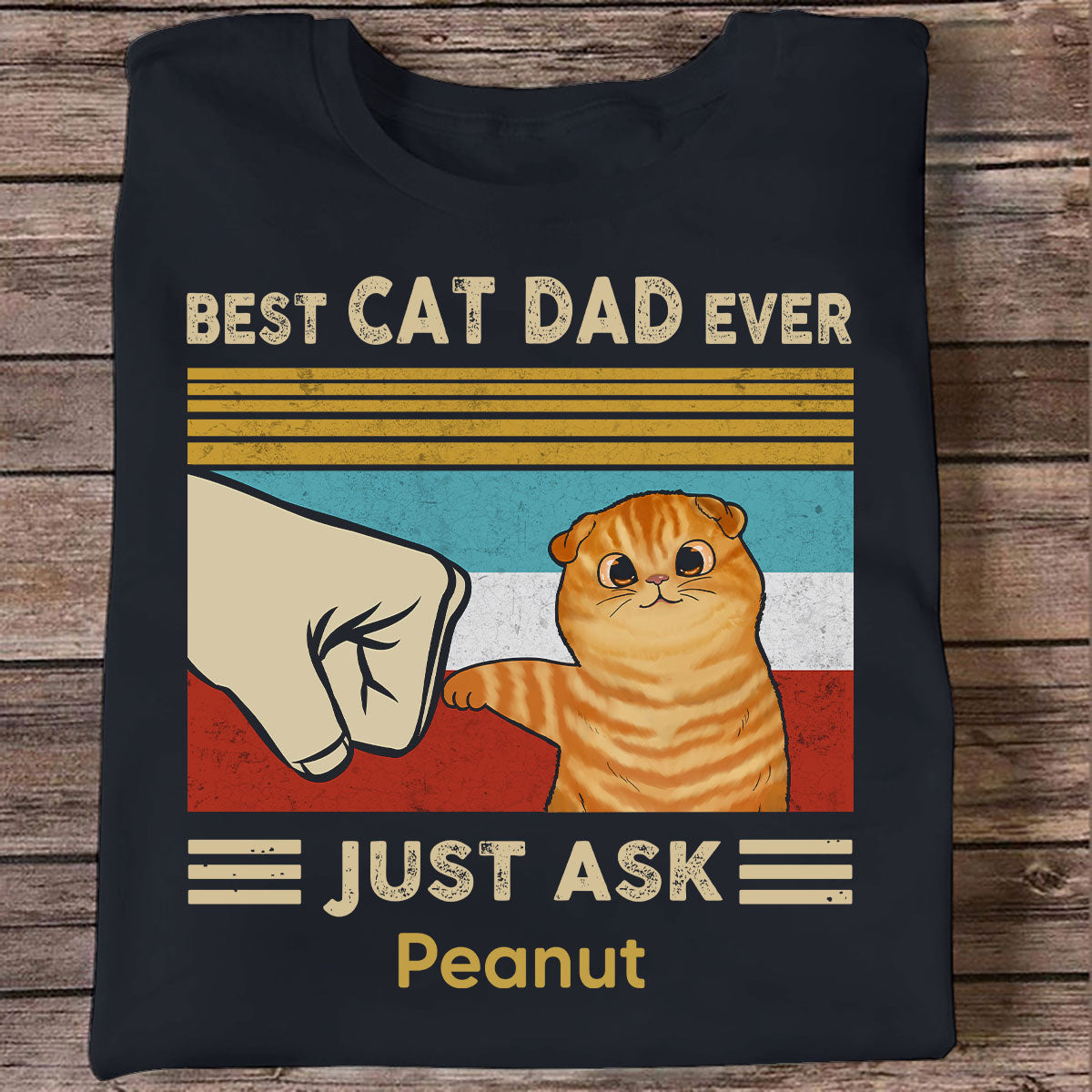Custom Cat Fist Bump - Personalized Shirt - Perfect Gift for Cat Dads, Father's Day Gift for Husband, Gift for Him