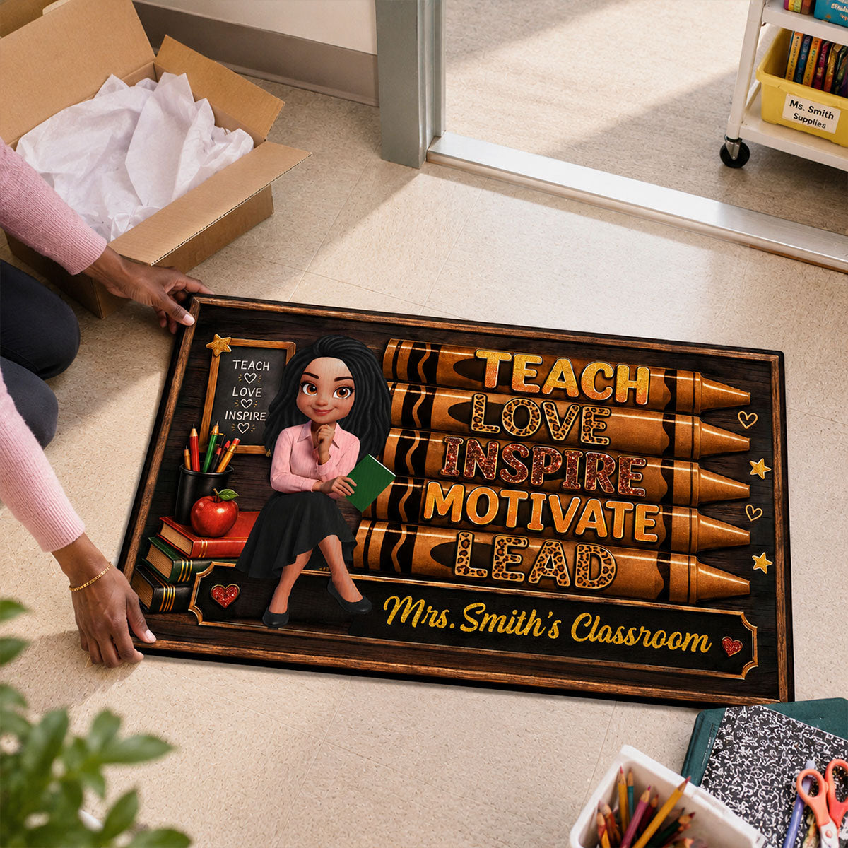 Teach Love Inspire Teacher - Personalized Doormat - Back to School Decor for Teachers