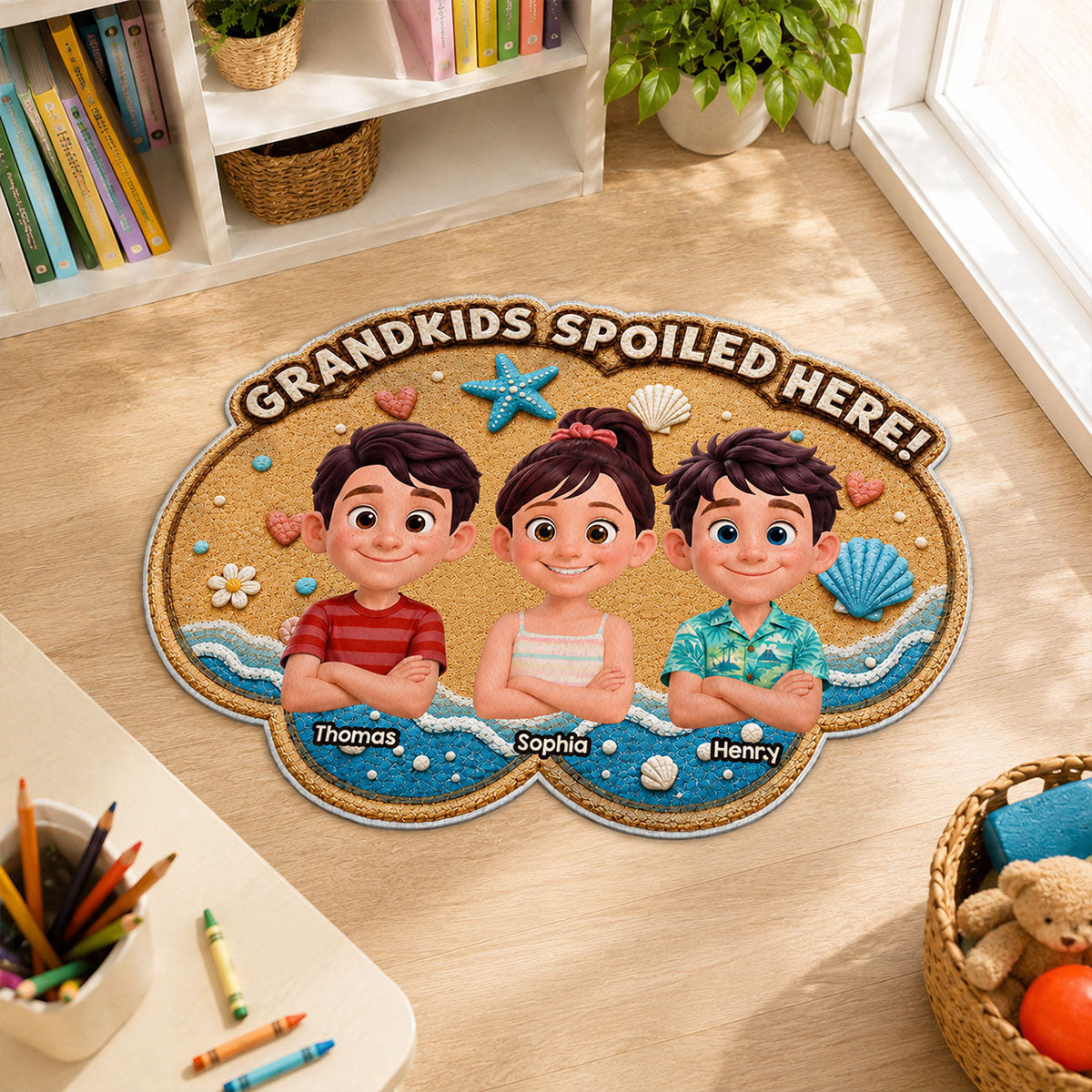 Grandkids Spoiled Here - Personalized Doormat - Gift For Grandparents, Summer Decor