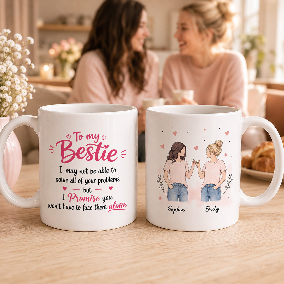 To My Bestie Pinky Promise Besties - Personalized Mug - Friendship Keepsake For Best Friends