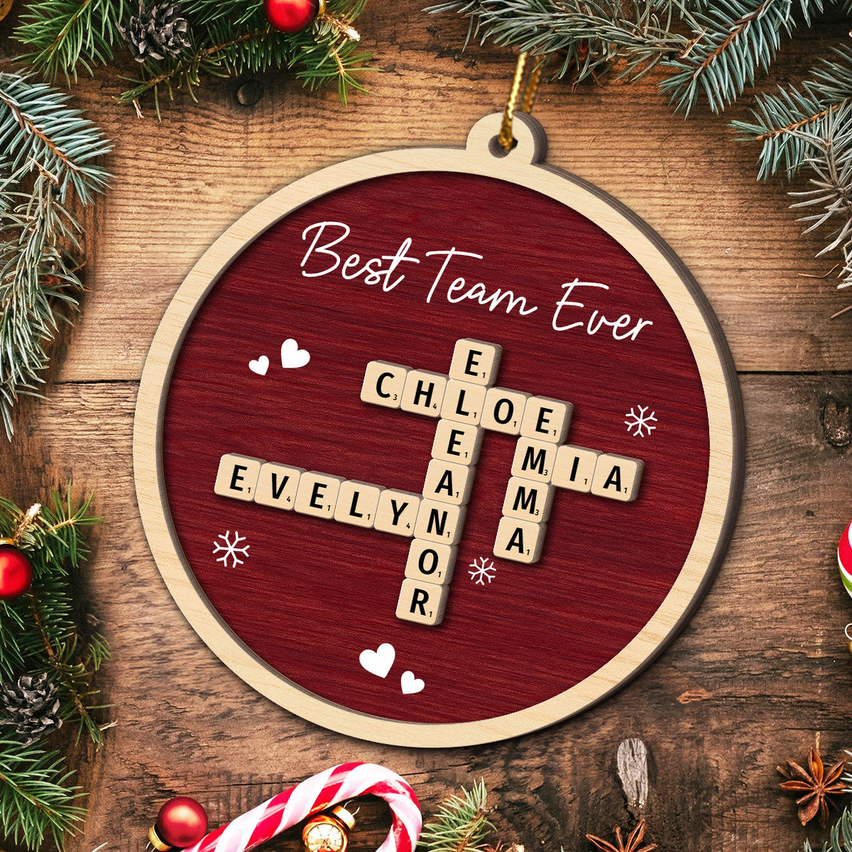 We Wouldn't Be The Team Without You Crossword Puzzle Art - Personalized 2-Layer Wooden Ornament - Gift For Colleagues