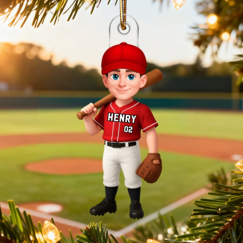 3D Effect Baseball Player - Personalized Acrylic Ornament - Christmas Gift For Baseball Players