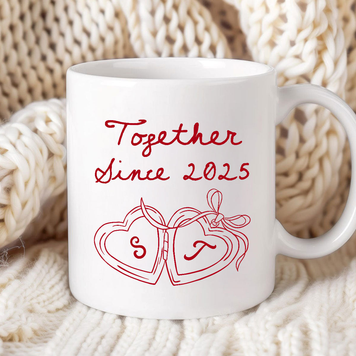Cheers To Forever Couple Custom Heart Locket - Personalized Mug - Gift For Her, Gift For Him