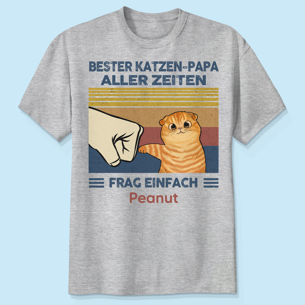 Perfektes Geschenk für Katzenväter – Personalisiertes T-Shirt mit Katzen-Faustgruß