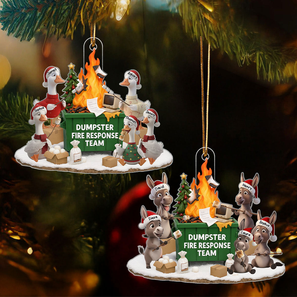 Dumpster on Fire Response Team - Personalized Acrylic Ornament - Funny Christmas Gift for Coworkers, Employees, Work Besties