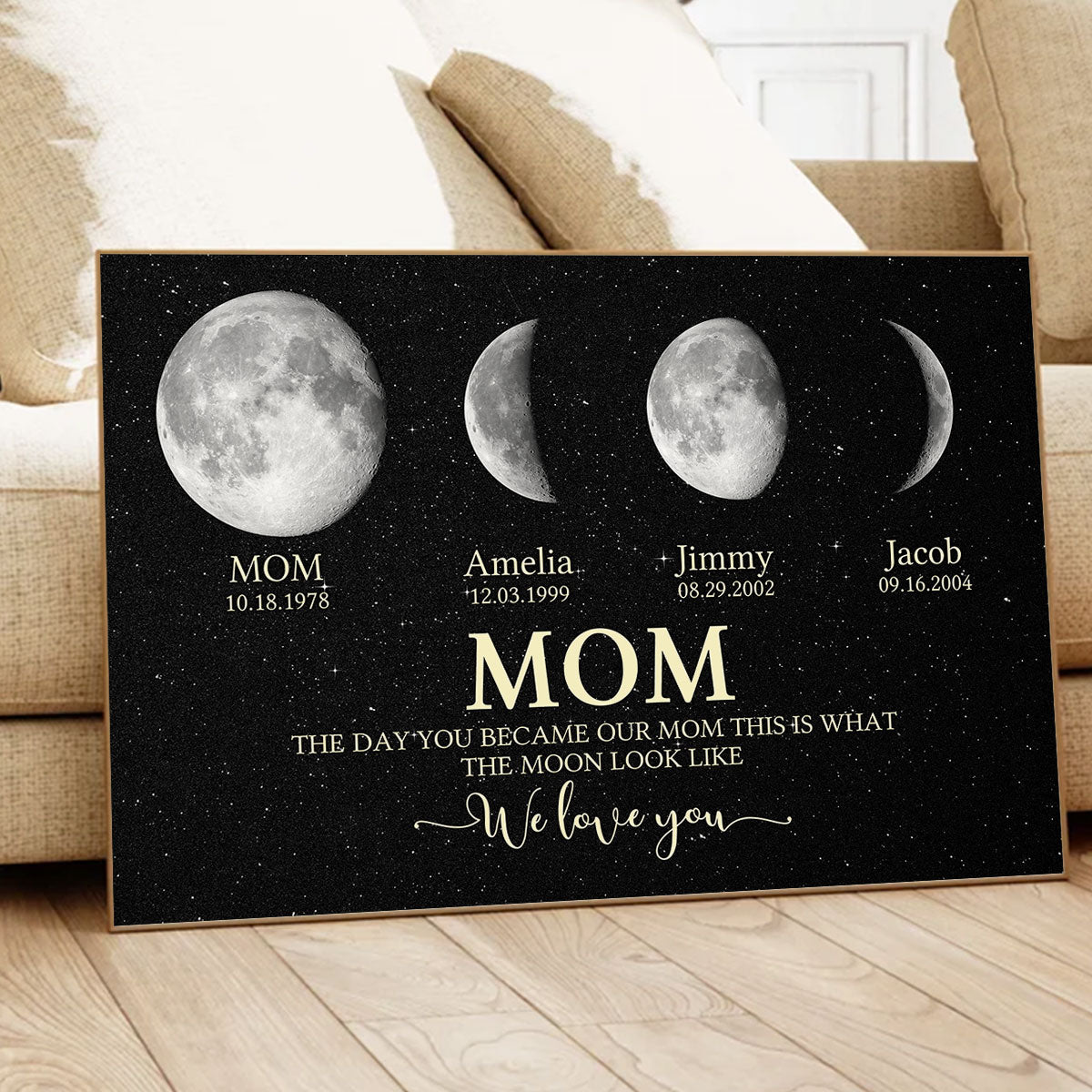 Custom Moon Phase with Kids Names, The Day You Became My Dad Mom - Personalized Poster - Gift for Dad, Mom