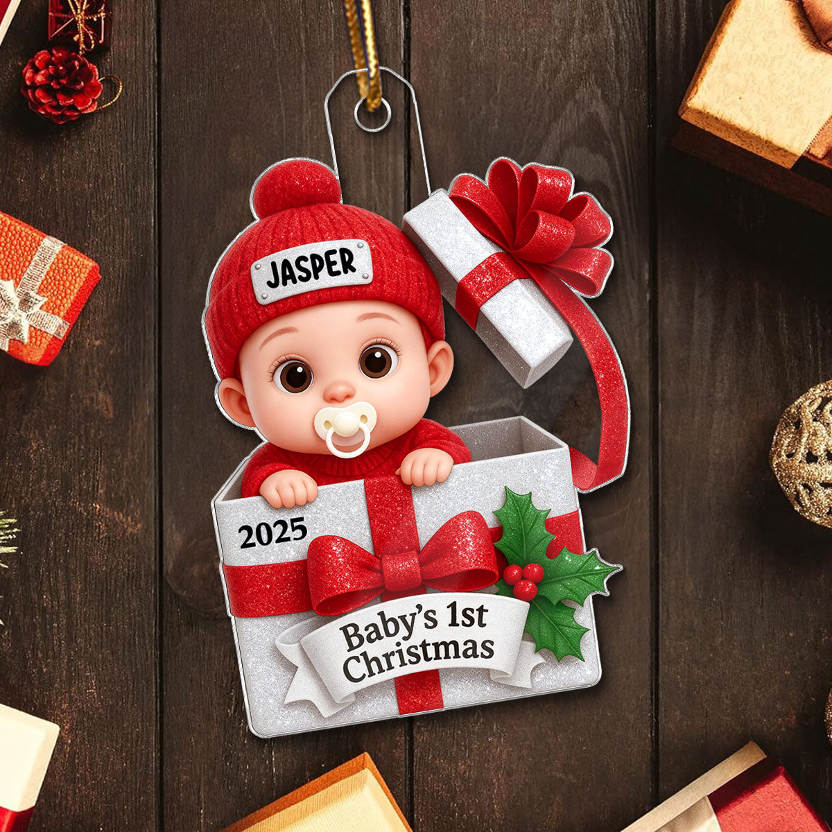 3D Shining Effect Baby's First Christmas - Personalized Acrylic Ornament