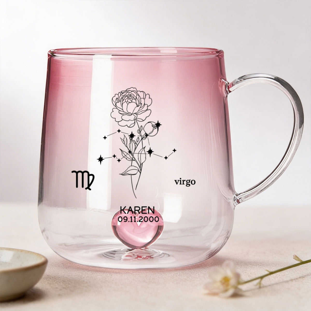 Custom Zodiac Birth Flower - Personalized Glass Mug - Sentimental Birthday Gift for Her