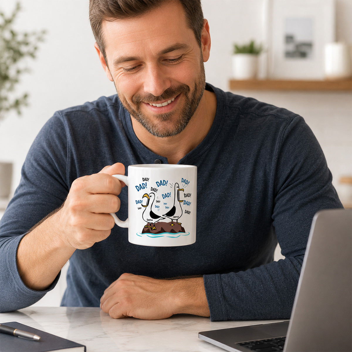 Seagull Dad! Dad! Dad! - Personalized Mug - Funny Father's Day Gift For Dad, Husband