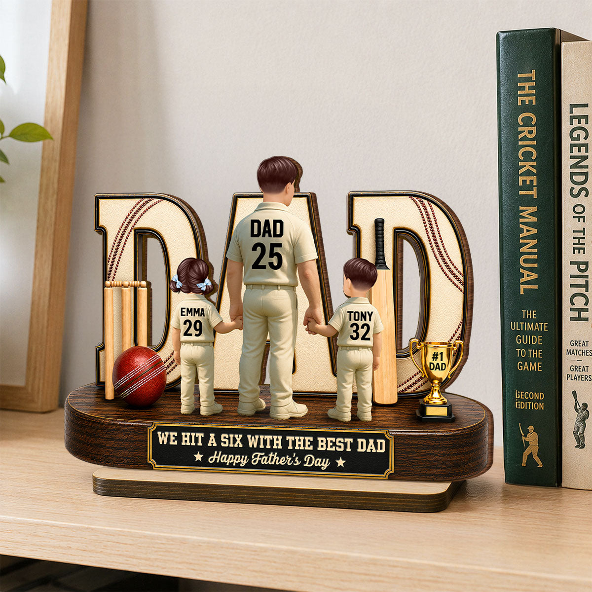 Cricket Dad Legend Hit A Six With The Best Dad - Personalized 2-Layered Wooden Plaque -  Gift For Dad, Husband, Cricket Lovers
